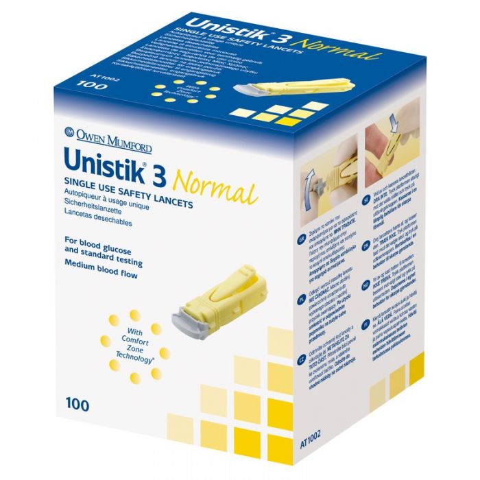 Safety Lancet Unistik® 3 Normal, 1.8 mm, 23G, 100 pces