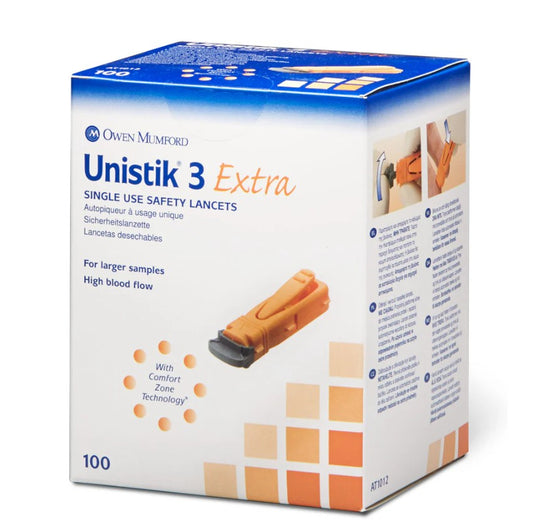 Safety Lancet Unistik® 3 Extra, 2.0 mm, 21G, 100 pces